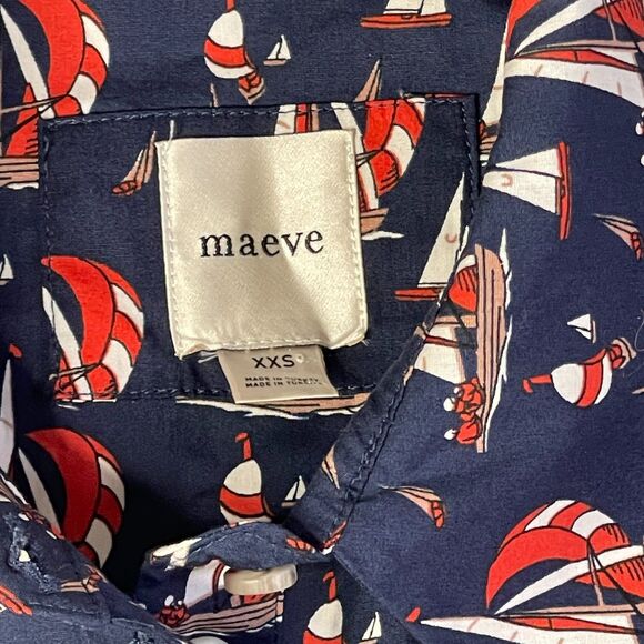 Anthropologie Maeve Bettina Sailboat Cotton‎ Shirt Dress Size XXS - Picture 8 of 11